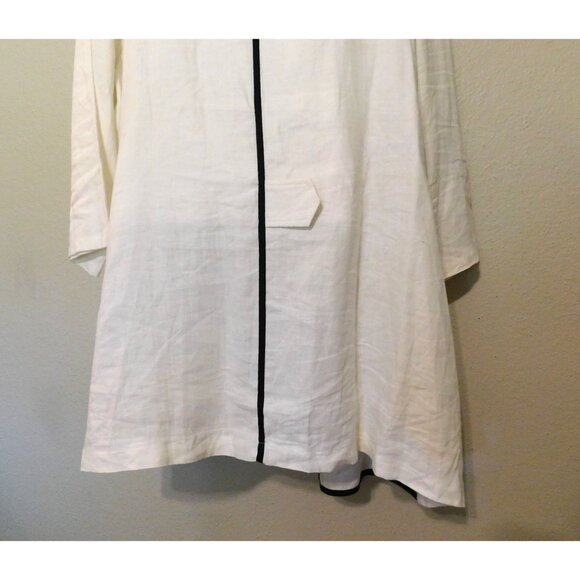 Moonlight Y&S Fashion Jacket 2X White Black Trim 3/4 Slv Abstract Print Linen - Picture 6 of 7